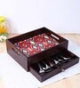 Ikkat Brown MDF Wood Cutlery Holder