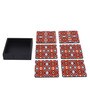 Ikkat Red MDF (Set of 6 ) Table Coasters