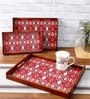 Ikkat Thai Brown Teak Wood & MDF Serving Tray (Set of 3) Reinvention factory
