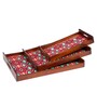 Ikkat Thai Brown Teak Wood & MDF Serving Tray (Set of 3) Reinvention factory