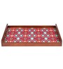Ikkat Thai Brown Teak Wood & MDF Serving Tray Reinvention factory