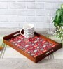 Ikkat Thai Brown Teak Wood & MDF Serving Tray Reinvention factory