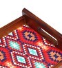 Ikkat Thai Brown Teak Wood & MDF Serving Tray Reinvention factory