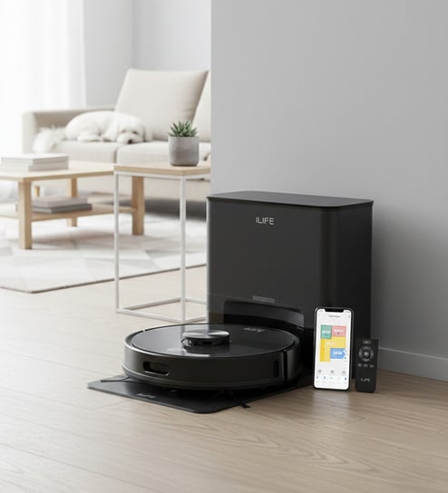 ILIFE T20s Ultra Self-Emptying Robotic Vacuum Cleaner with Upgraded LiDAR Navigation, 10,000Pa Strong Suction, Simultaneous Vac and Mop, Large Battery, Multi Floor Mapping, Customised Cleaning, Y Shape Mopping,  App, Voice and Remote Control