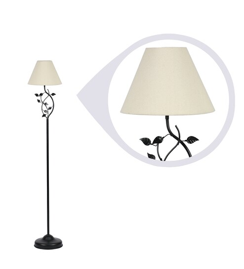Buy Illinois White Fabric Shade Floor Lamp With Metal Base By