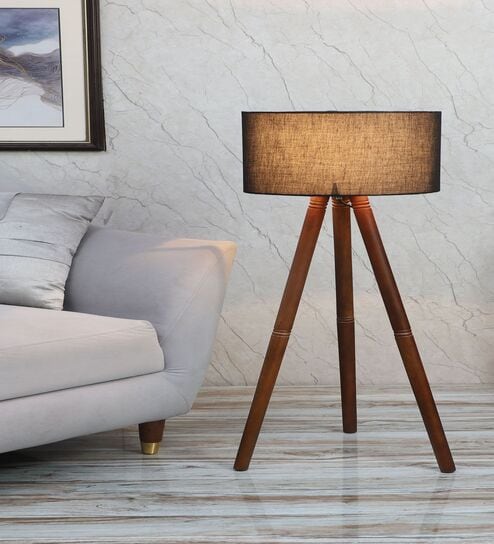 Floor Lamp Decorative Stand Wooden Tripod outlet Light base Timber spotlight stand