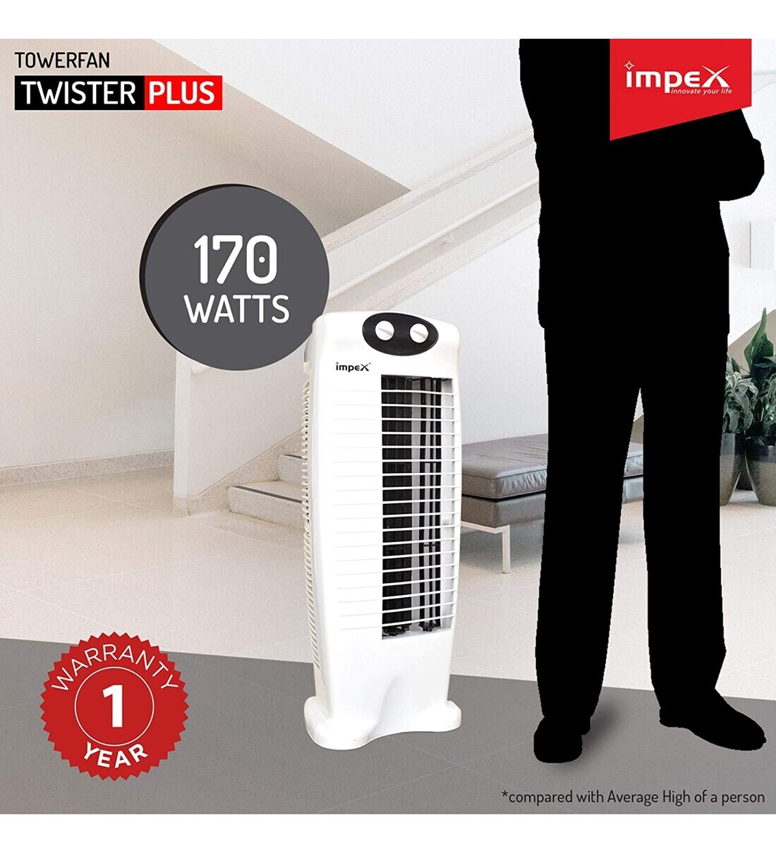 Buy IMPEX Twister Plus Tower Fan (White) Online Tower Fans Fans