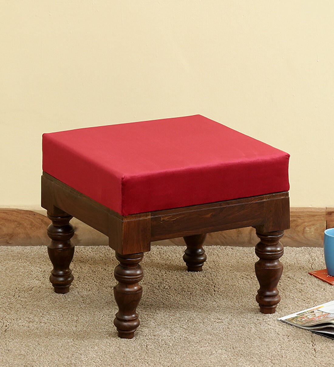 Buy Impori Solid Wood Foot Stool In Provincial Teak Finish By Amberville Online Foot Stools