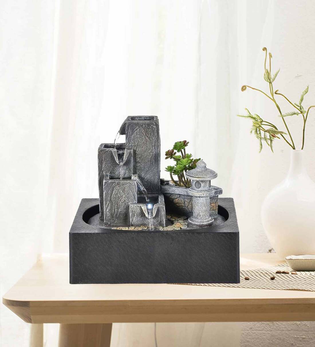 Buy Impression Modern Sand Grey & Black Polyresin Water Fountain by