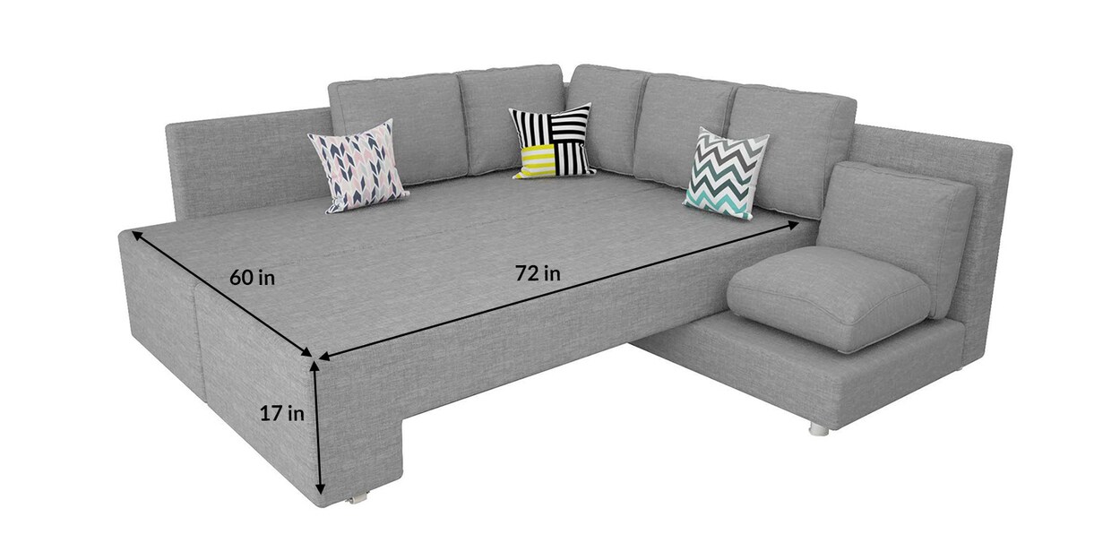 Buy Imperial LHS L Shape Sofa Cum Bed in Grey Colour by Adorn Homez ...