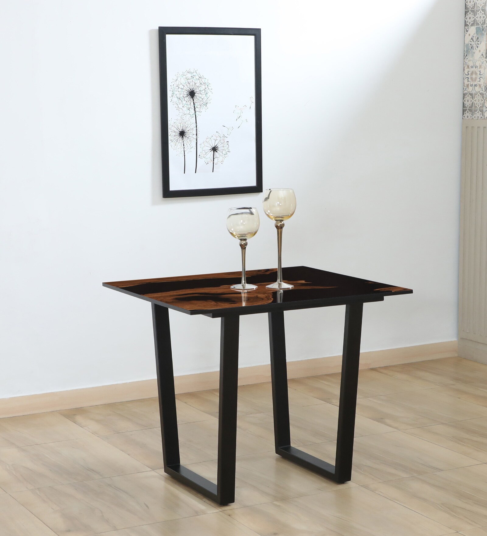 Imari Metallic 4 Seater Dining Table With Porcelain Top