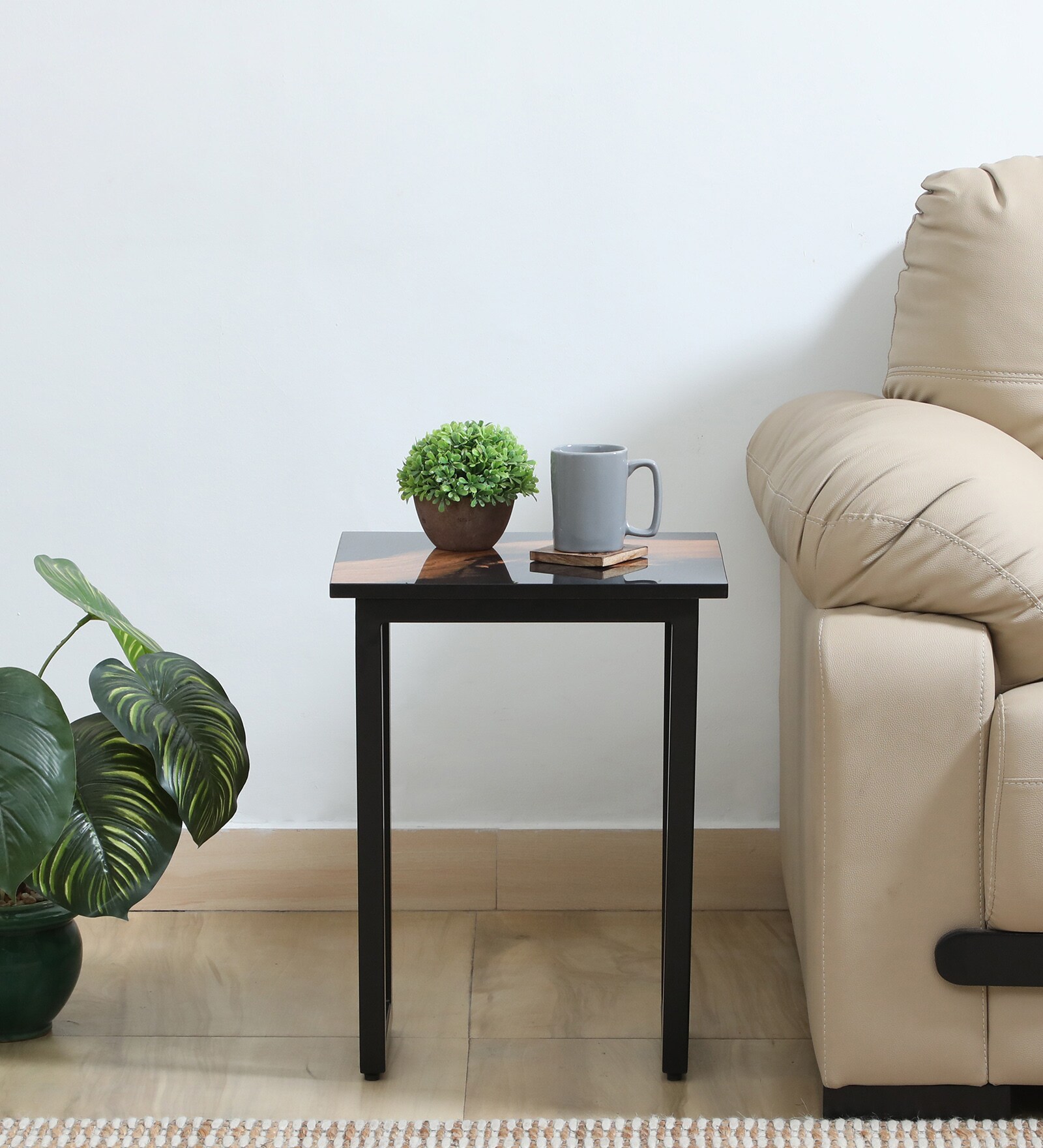 Imari Metallic End Table With Porcelain Top