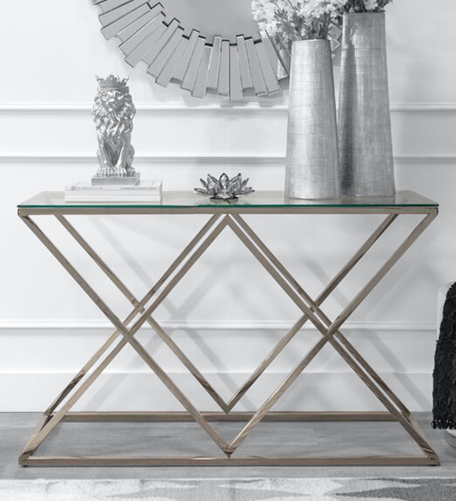 Imel Console Table in Stainless steel Finish Imel Console Table in Stainless steel Finish