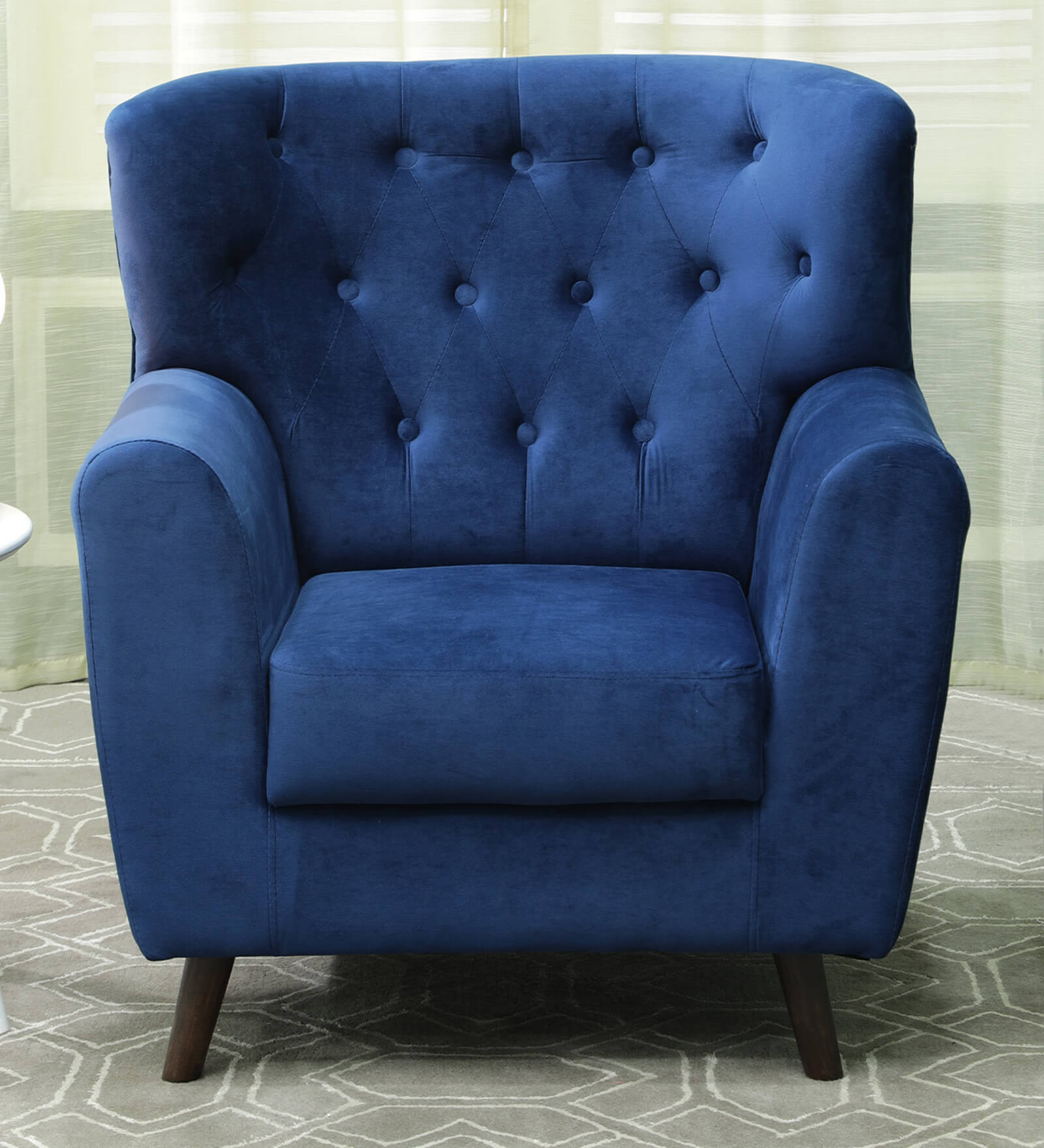 Imelda Velvet 1 Seater Sofa In Royal Blue Colour