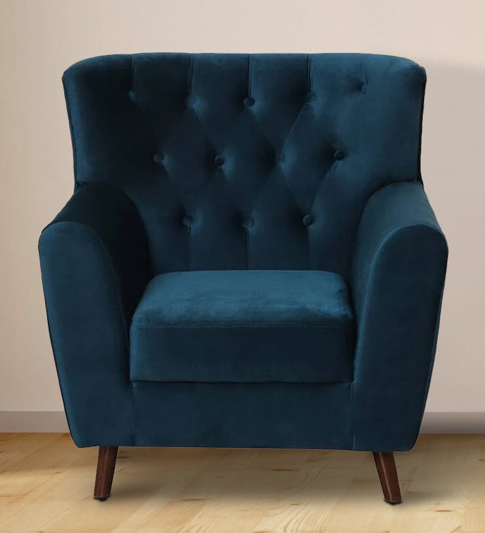 Buy Imelda Velvet 1 Seater Sofa In Teal Blue Colour at 14% OFF by ...