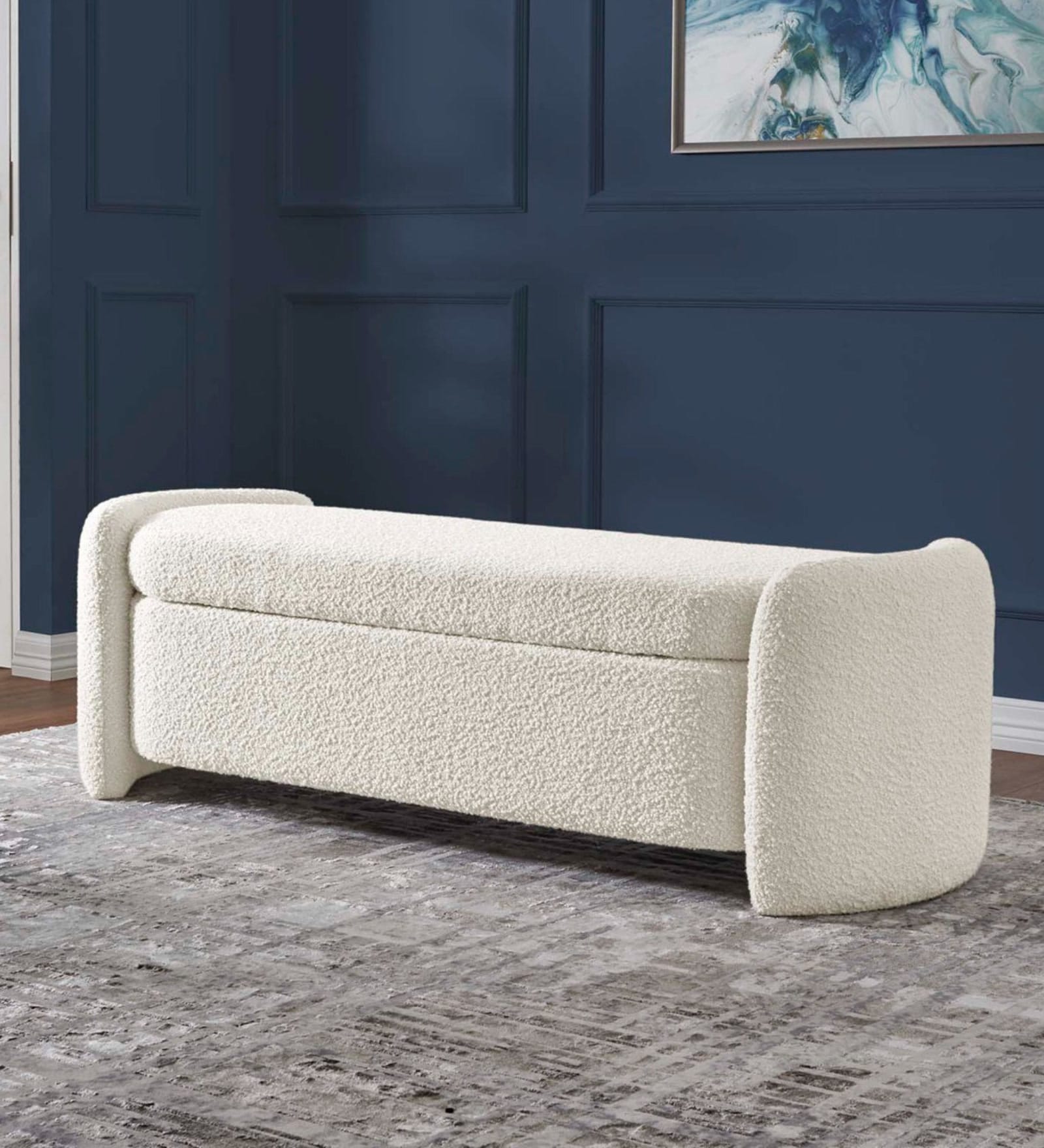 Imperia Fabric Luxe Storage Ottoman Ottoman in Ivory Colour Imperia Fabric Luxe Storage Ottoman Ottoman in Ivory Colour