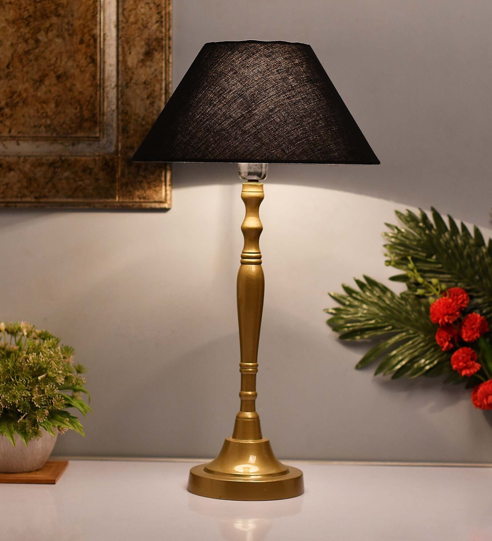 Imperial gold brushed lamp with Black shade