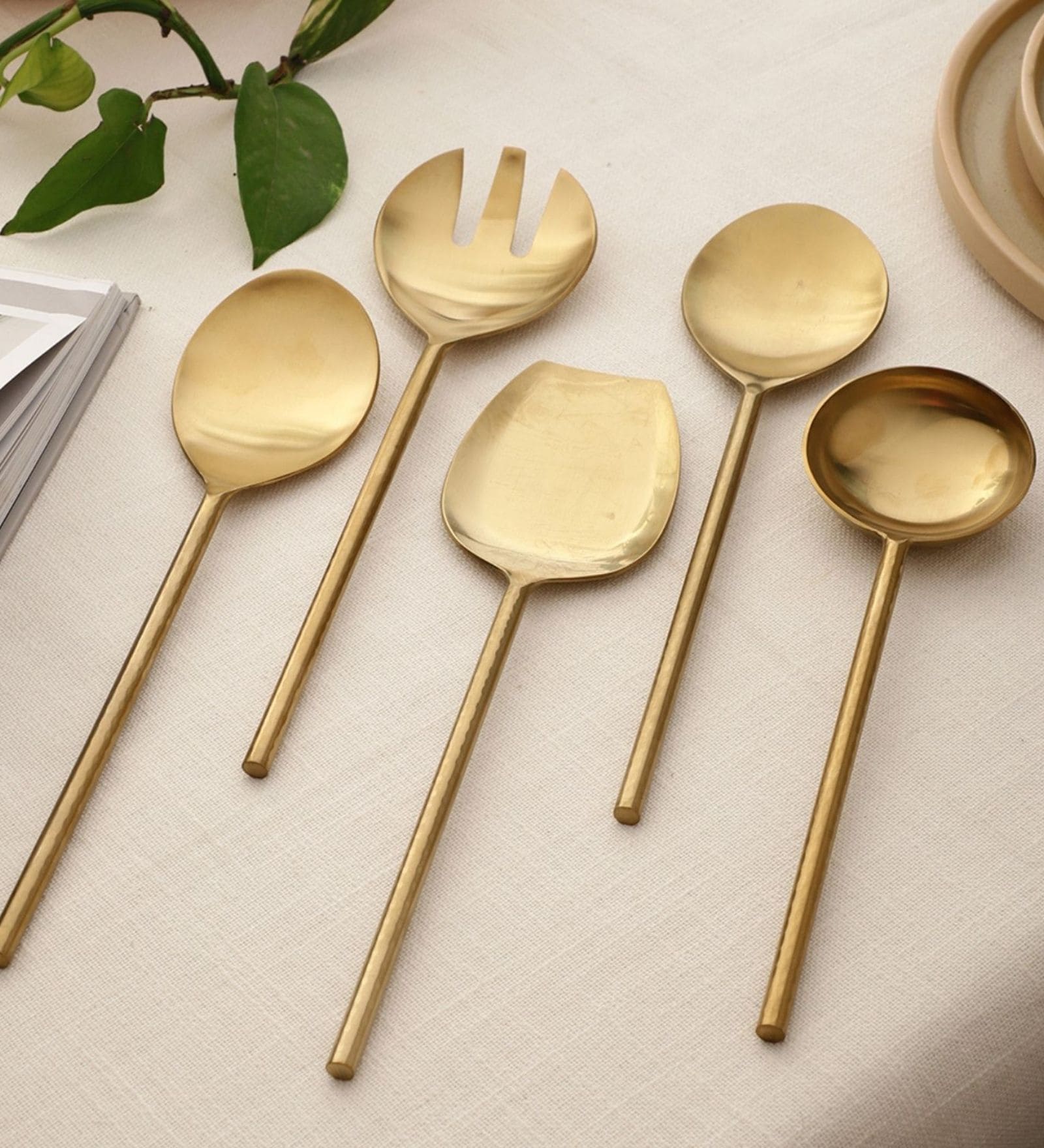 Imperial Matt Gold Stainless Steel Serving Spoons Set of Five