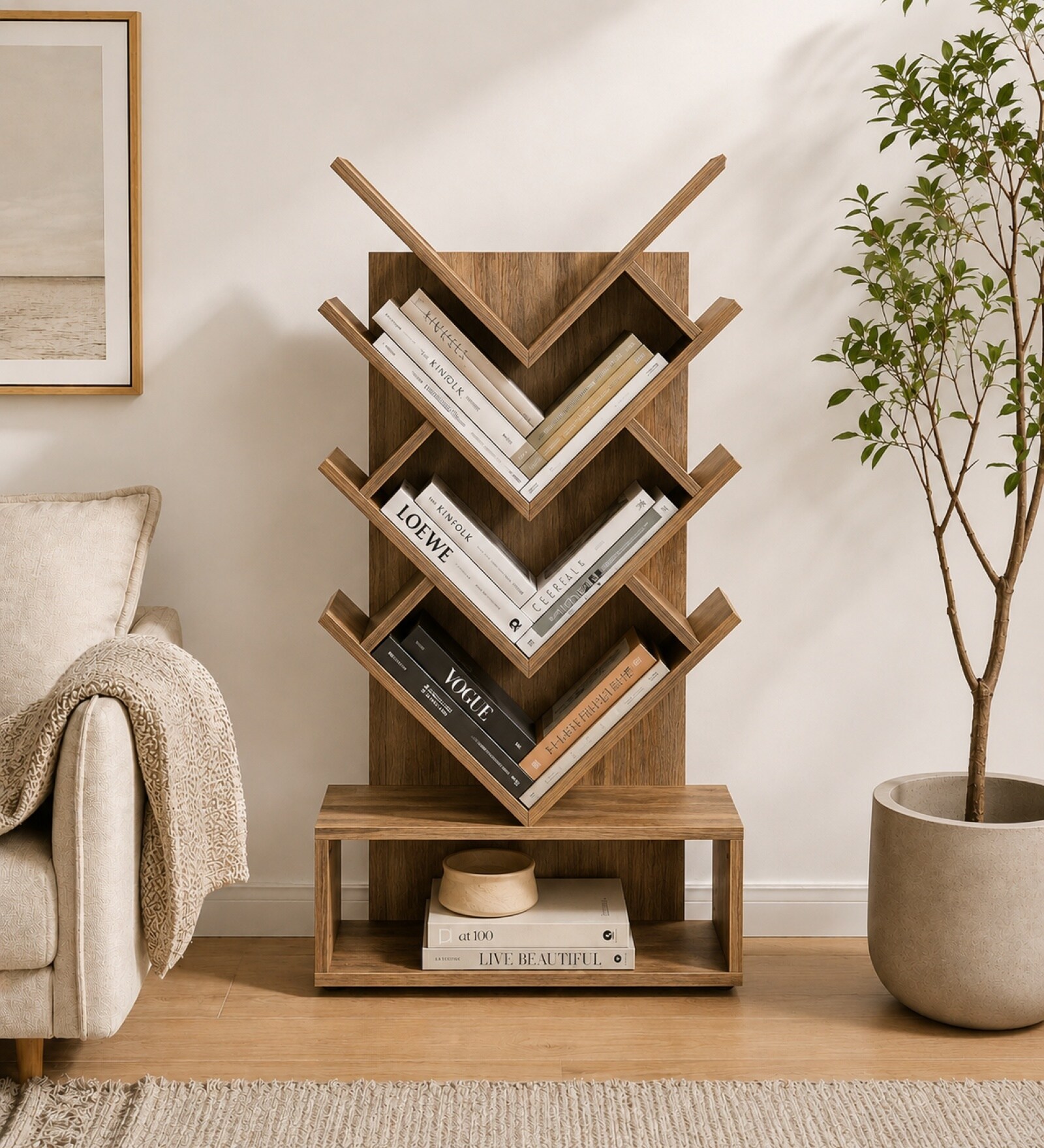 Imperial Nest Signature Collection Premium Book Shelf In Noce Walnut Natural Finish