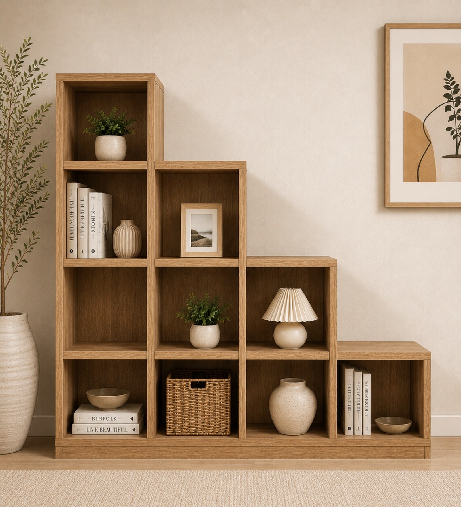 Imperial Nest Signature Collection Premium Book Shelf In Noce Walnut Natural Finish