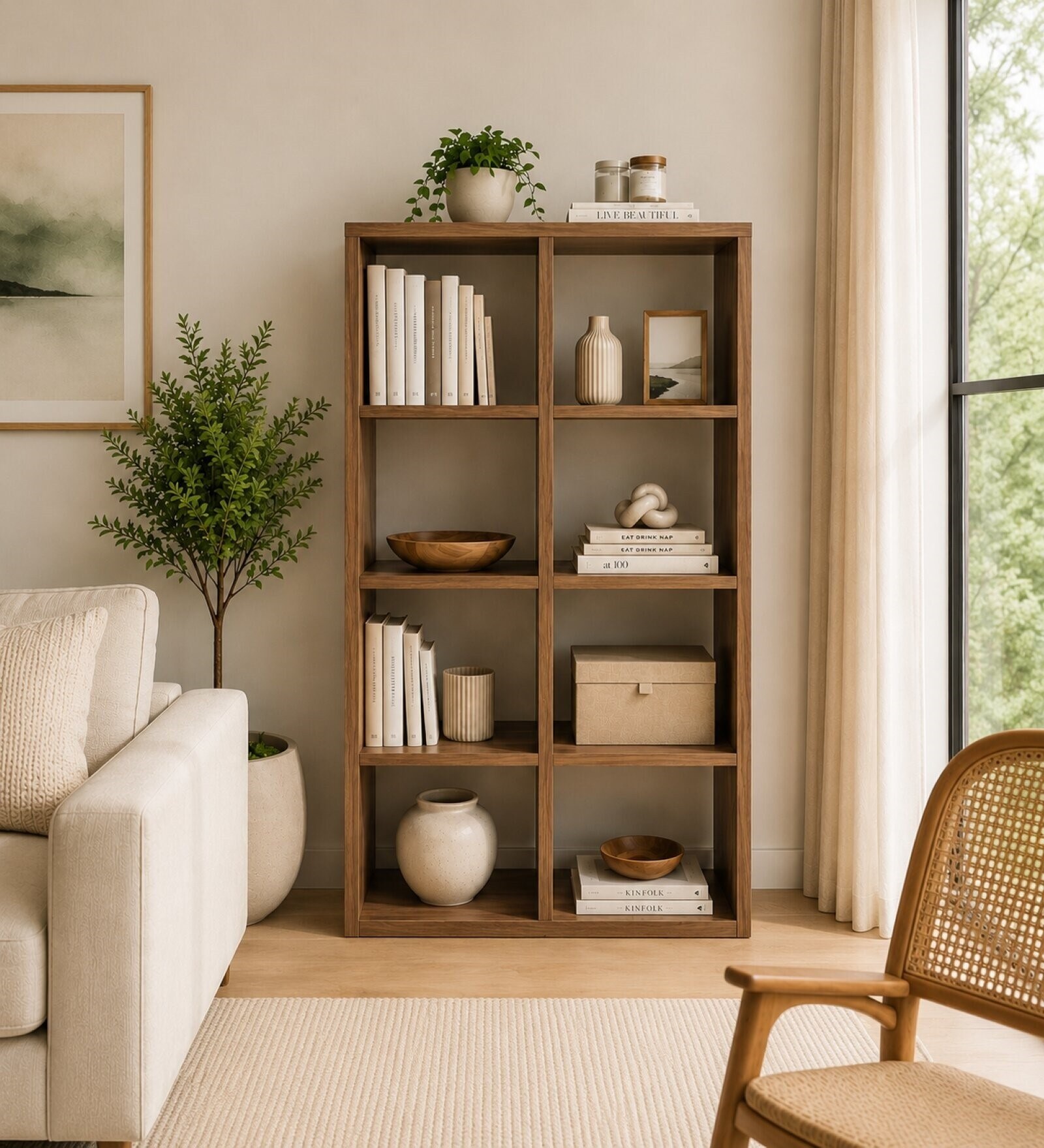 Imperial Nest Signature Collection Premium Book Shelf In Noce Walnut Natural Finish