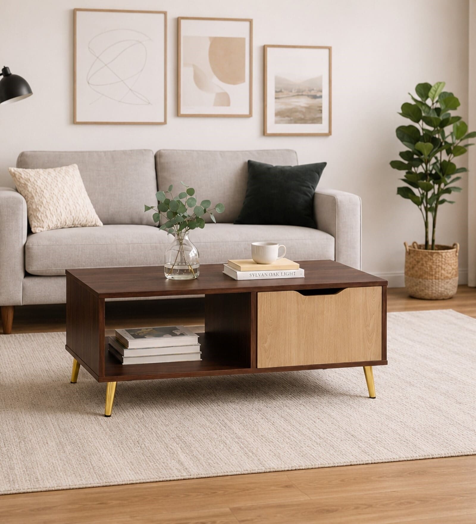 Imperial Nest Signature Collection Premium Designer Centre Table In Noce Walnut Natural Finish