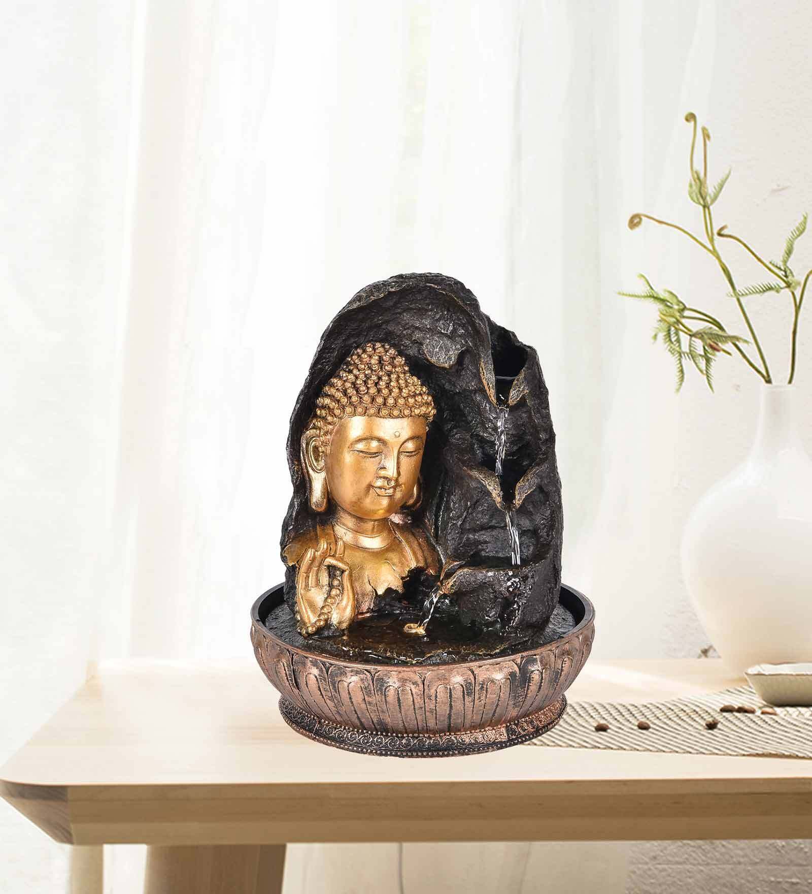 Impression Blessing Buddha Black & Gold Polyresin Water Fountain