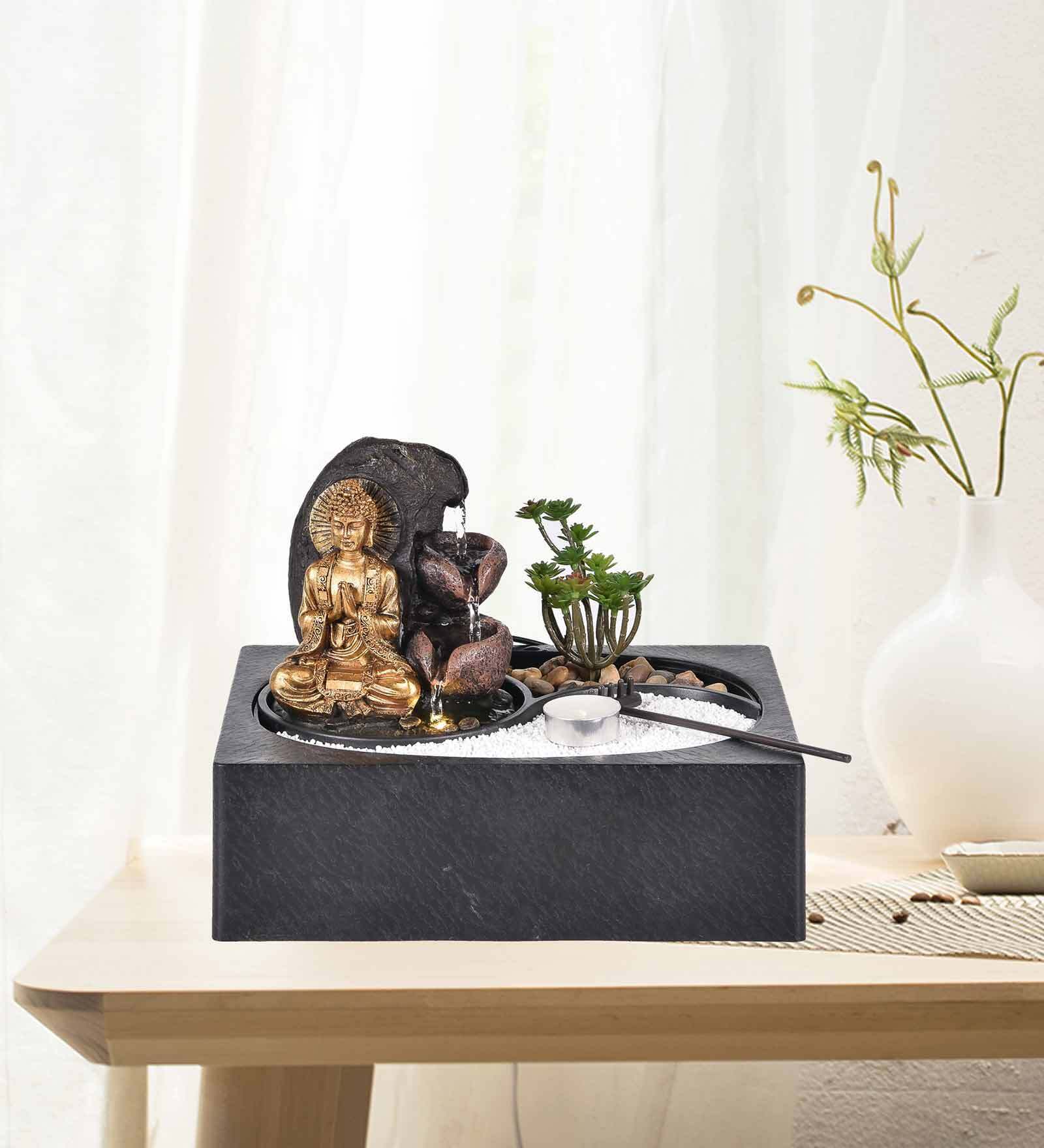 Buy Impression Sand Buddha Black & Gold Polyresin Water Fountain at 1% ...