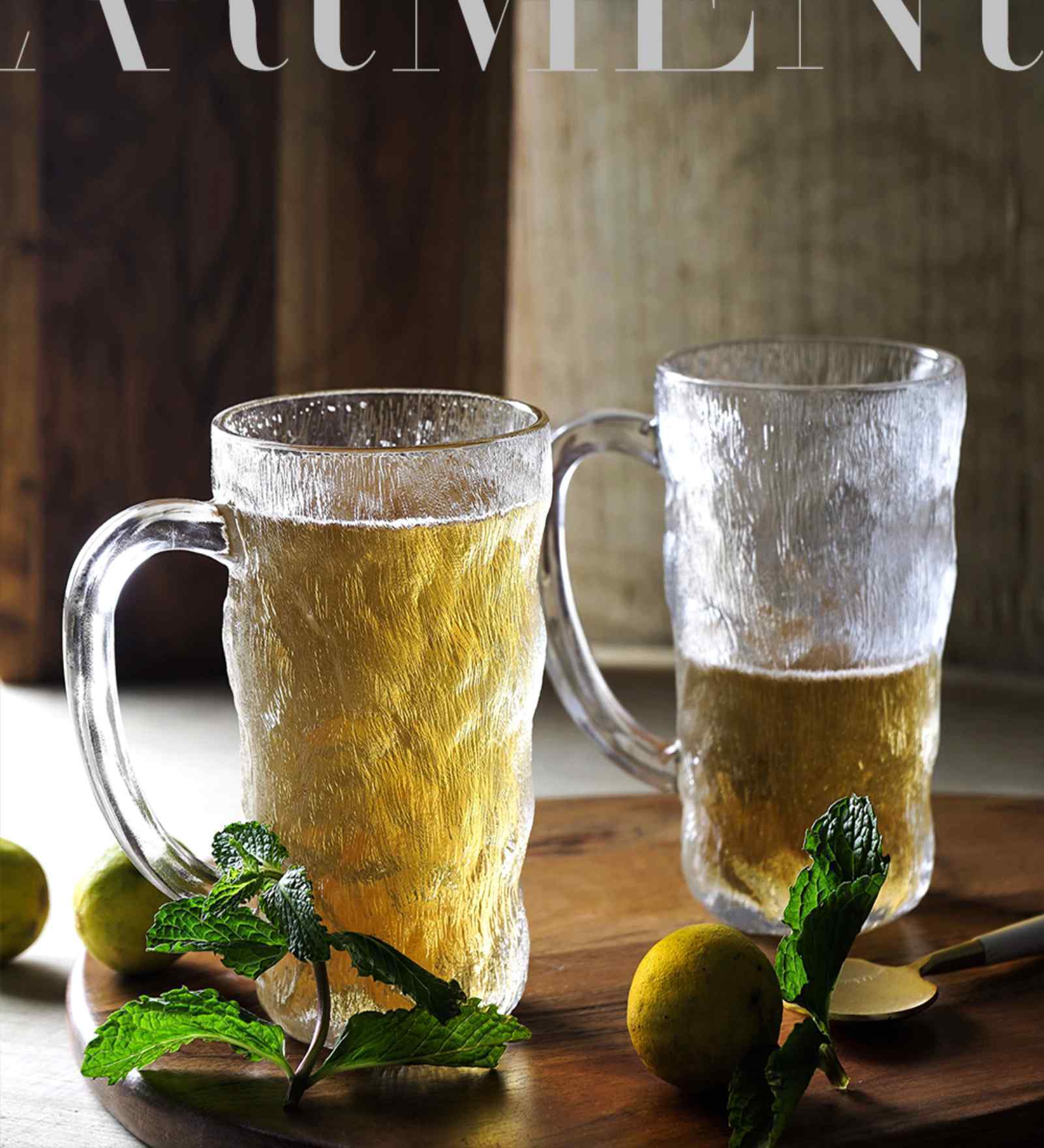 350 ML Impressionism Frosted Glass Beer Mug Set of 4