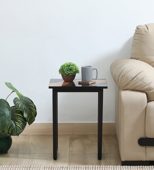 Imari Metallic End Table With Porcelain Top