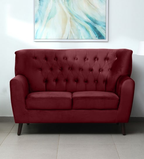 Imelda Velvet 2 Seater Sofa in Berry Red Colour