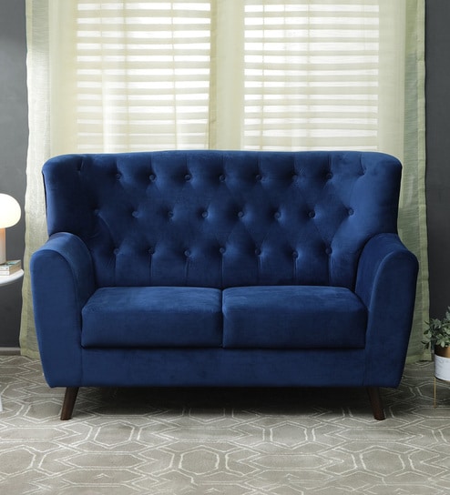 Imelda Velvet 2 Seater Sofa In Royal Blue Colour