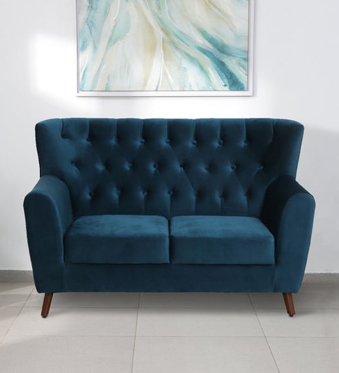 Imelda Velvet 2 Seater Sofa In Teal Blue Colour
