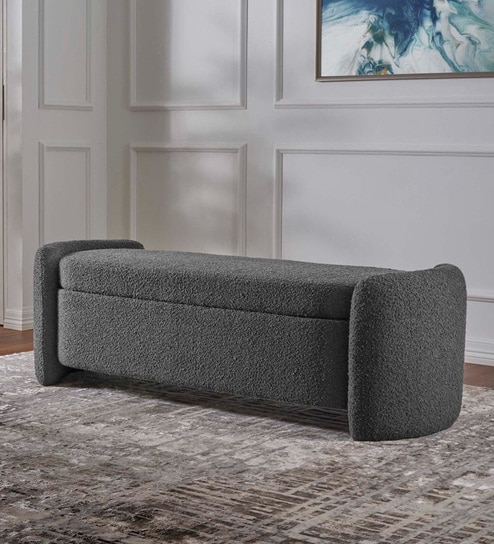 Imperia Fabric Luxe Storage Ottoman Ottoman in Dark grey Colour