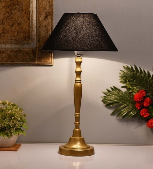 Imperial gold brushed lamp with Black shade