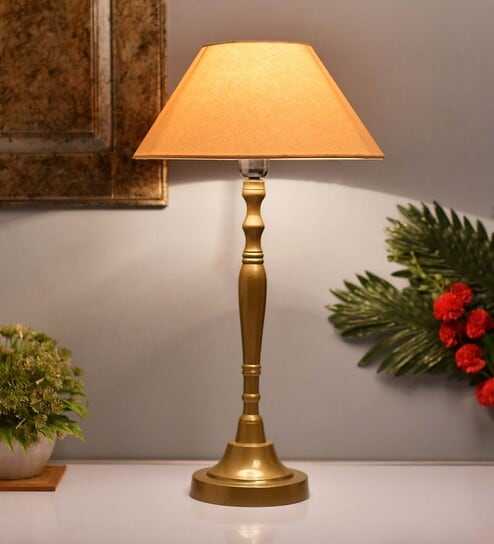 Imperial gold brushed lamp with Golden shade
