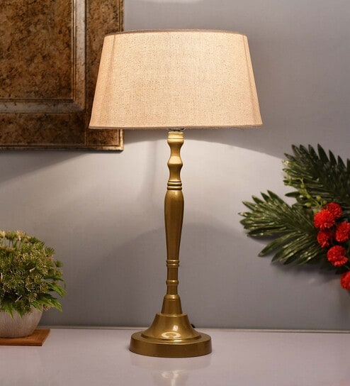 Imperial gold brushed lamp with khadi shade