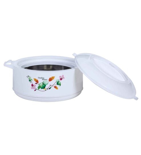 Varmora Imperial Inner Steel Casserole |Hot Pot for Kitchen| Chapati Box  Microwave-Safe - 500ml- White