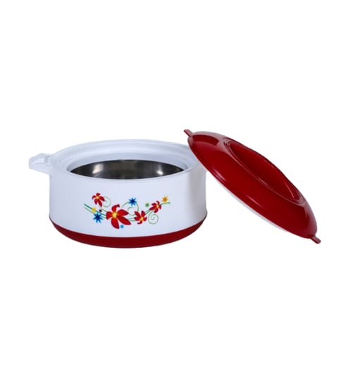 Varmora Imperial Inner Steel Casserole |Hot Pot for Kitchen| Chapati Box  Microwave-Safe - 500ml- Red