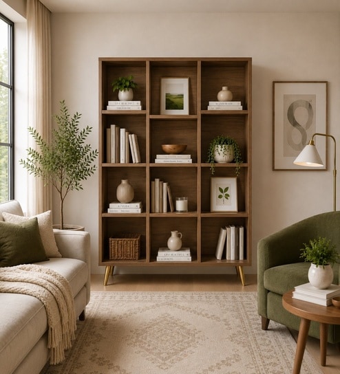 Imperial Nest Signature Collection Premium Book Shelf In Noce Walnut Natural Finish