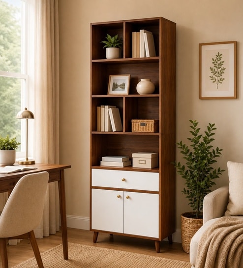 Imperial Nest Signature Collection Premium Book Shelf In Noce Walnut Natural Finish