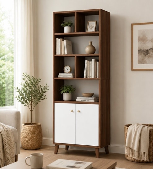 Imperial Nest Signature Collection Premium Book Shelf In Noce Walnut Natural Finish