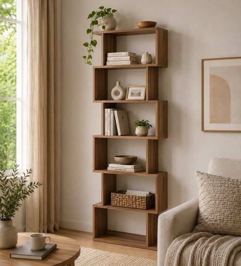 Imperial Nest Signature Collection Premium Book Shelf In Noce Walnut Natural Finish