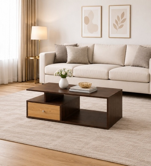 Imperial Nest Signature Collection Premium Designer Centre Table In Noce Walnut Natural Finish