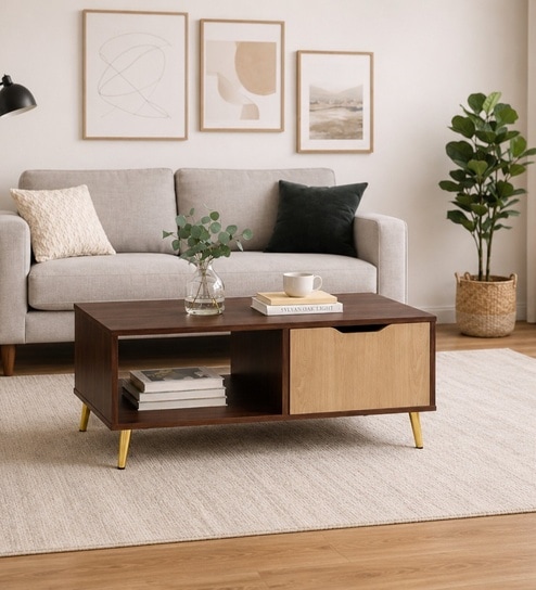 Imperial Nest Signature Collection Premium Designer Centre Table In Noce Walnut Natural Finish