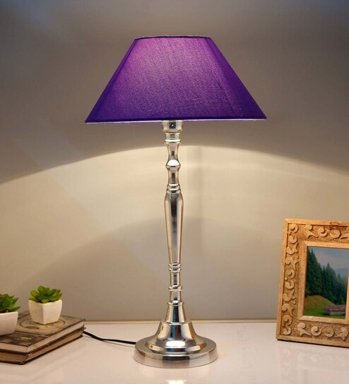 Imperial nickel brushed lamp with blue shade