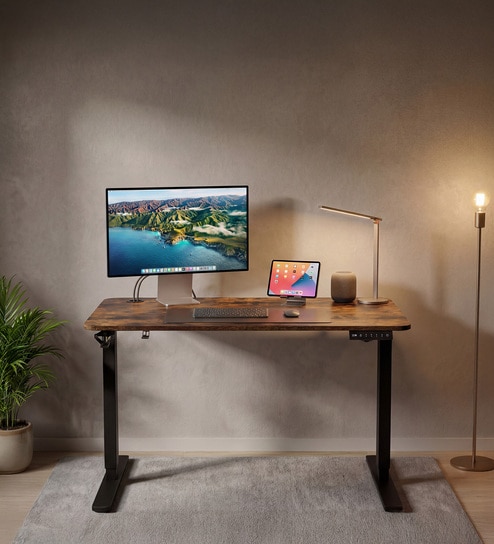 Imperium Neo Smart Height Adjustable Tablein Antique Wood Finish