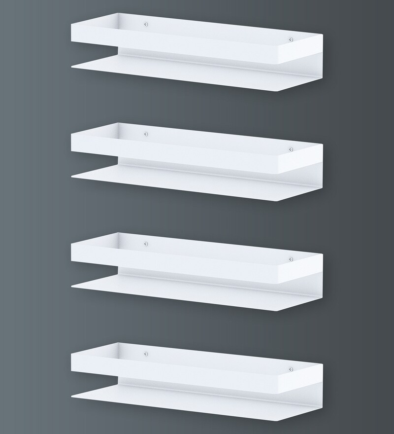 Buy Imperial Wood & Metal Bathroom Shelf In White Set of 4 By Klaxon