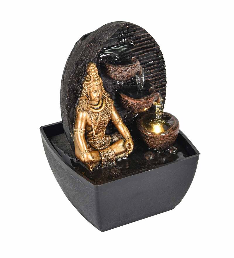 Buy Impression Meditating Shiva Black & Gold Polyresin Water Fountain