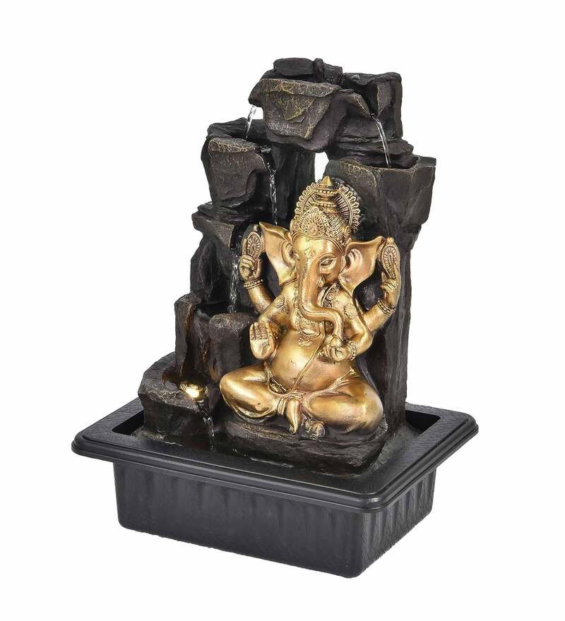 Buy Impression Ornate Ganesha Black & Gold Polyresin Water Fountain by ...